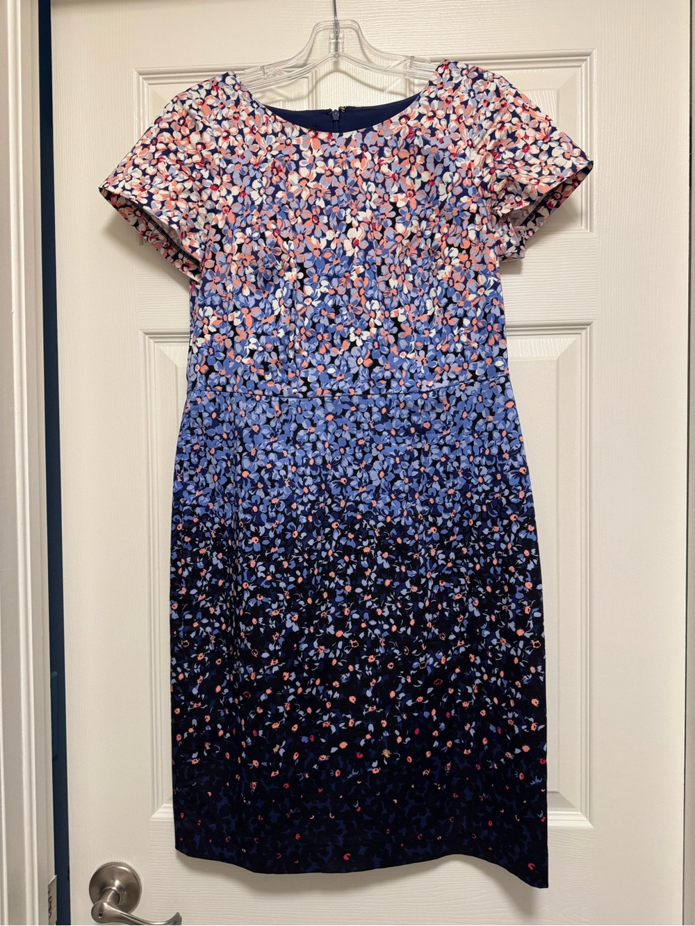 Talbots Navy Blue Floral Ombre Sheath Dress